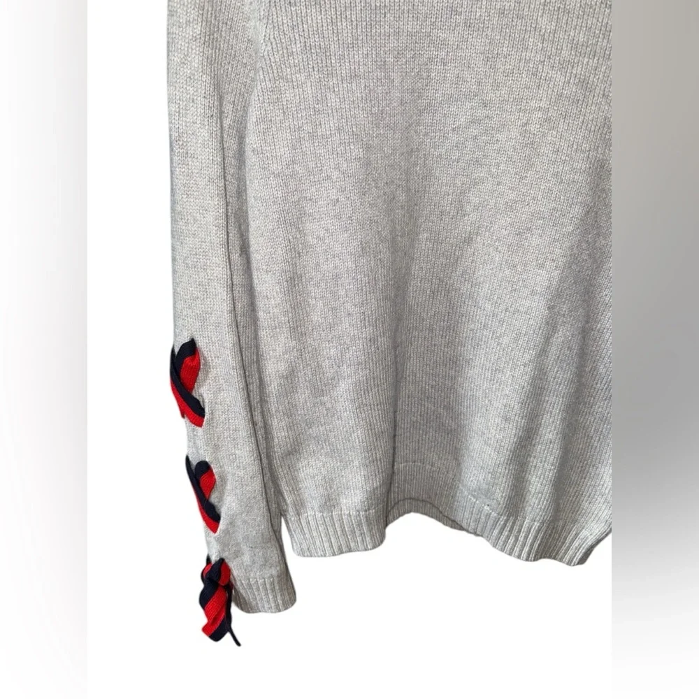 Boden Angelica Gray Cashmere Blend Knit Crewneck Tie Sleeves Sweater Size Small - Picture 3 of 7